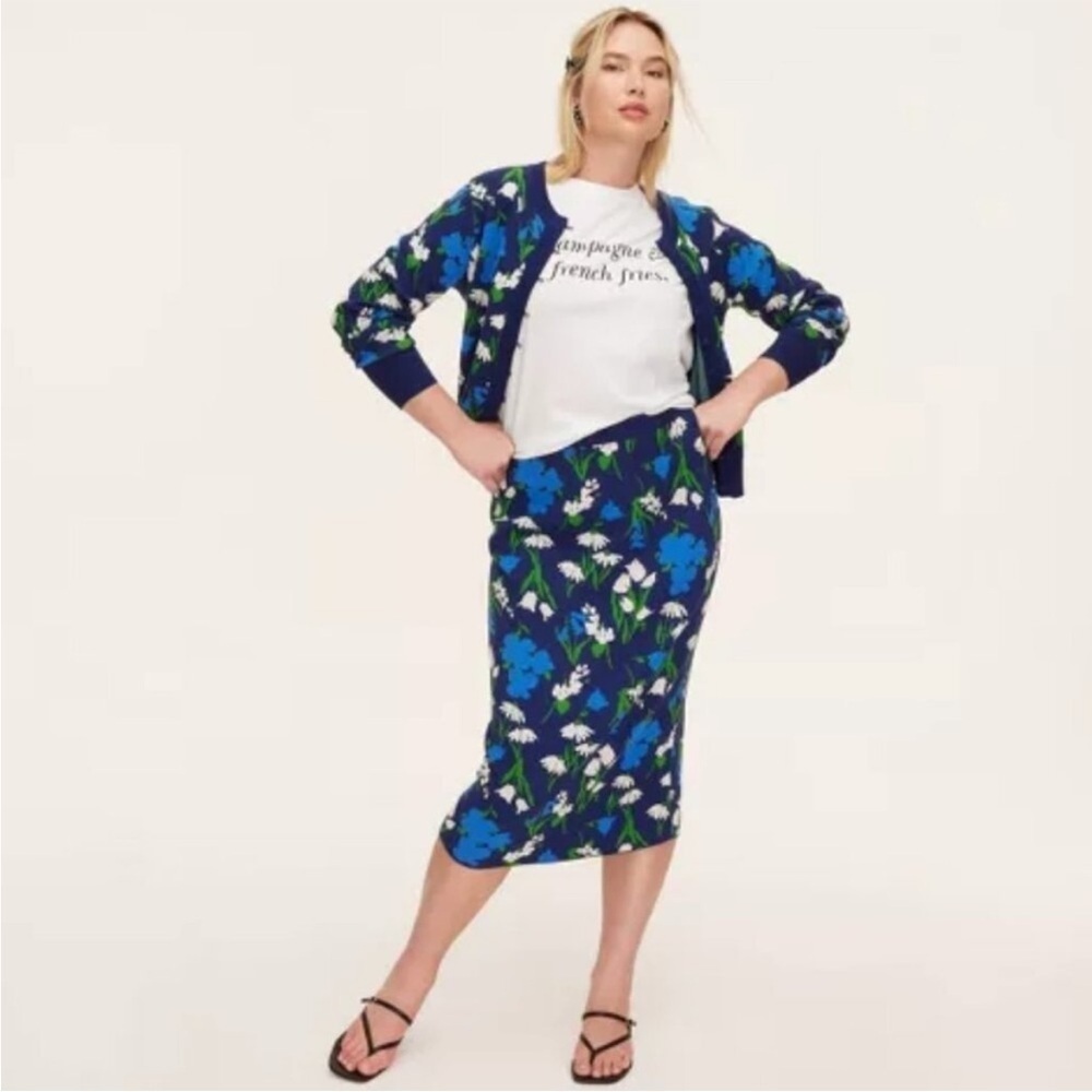 Kate Spade x Target Mixed Floral Sweater Midi Skirt NWT - Picture 3 of 6